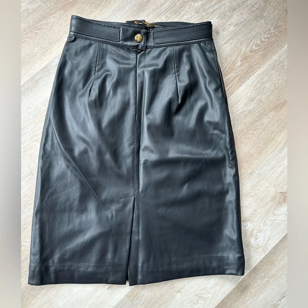 Celine Black Leather Skirt with Double Skinny Gold Belt Used XS-S - Picture 6 of 12